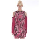 Crimson Swirl Velvet Long Sleeve Shoulder Cutout Dress View2