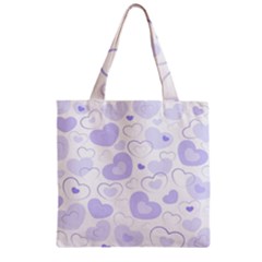 Pastel Purple Hearts Zipper Grocery Tote Bag by retrotoomoderndesigns