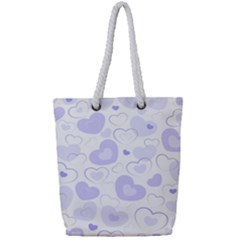 Pastel Purple Hearts Full Print Rope Handle Tote (small) by retrotoomoderndesigns