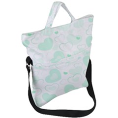 Pastel Green Hearts Fold Over Handle Tote Bag