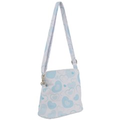 Pastel Blue Hearts Zipper Messenger Bag by retrotoomoderndesigns