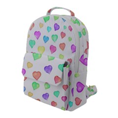 Pastel Rainbow Hearts Flap Pocket Backpack (large) by retrotoomoderndesigns