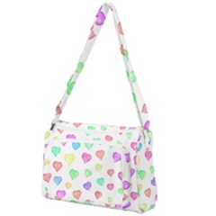 Pastel Rainbow Hearts Front Pocket Crossbody Bag by retrotoomoderndesigns