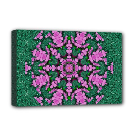 The Most Uniqe Flower Star In Ornate Glitter Deluxe Canvas 18  X 12  (stretched) by pepitasart