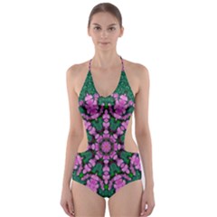 The Most Uniqe Flower Star In Ornate Glitter Cut-out One Piece Swimsuit by pepitasart