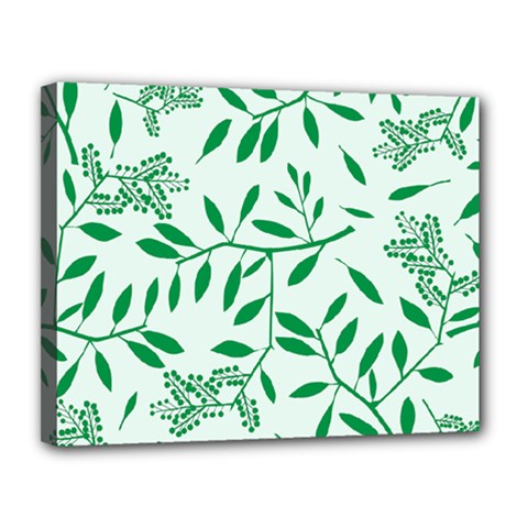 Leaves Foliage Green Wallpaper Canvas 14  X 11  (stretched) by Mariart