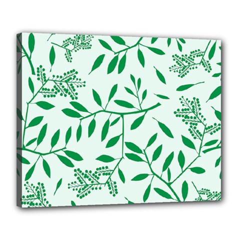 Leaves Foliage Green Wallpaper Canvas 20  X 16  (stretched)