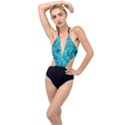 black and turquoise Plunging Cut Out Swimsuit View1