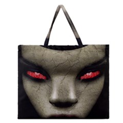 Evil Nun Close Up Portrait Illustration Zipper Large Tote Bag by dflcprintsclothing