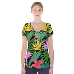 Tropical Adventure Short Sleeve Front Detail Top