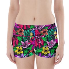 Neon Hibiscus Boyleg Bikini Wrap Bottoms