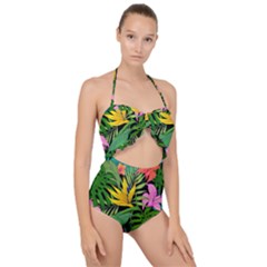 Tropical Adventure Scallop Top Cut Out Swimsuit