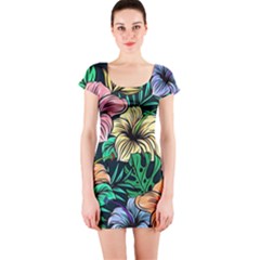 Hibiscus Dream Short Sleeve Bodycon Dress