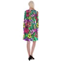 Neon Hibiscus Long Sleeve Velvet Front Wrap Dress View2