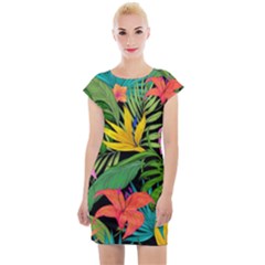 Tropical Adventure Cap Sleeve Bodycon Dress