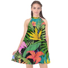 Tropical Adventure Halter Neckline Chiffon Dress 