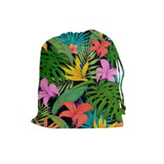 Tropical Adventure Drawstring Pouch (large) by retrotoomoderndesigns