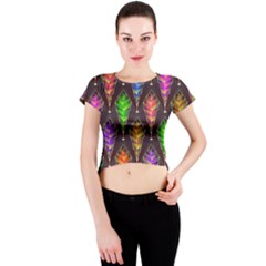Abstract Background Colorful Leaves Purple Crew Neck Crop Top by Alisyart