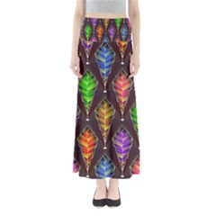 Abstract Background Colorful Leaves Purple Full Length Maxi Skirt