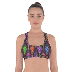 Abstract Background Colorful Leaves Purple Cross Back Sports Bra