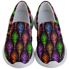 Abstract Background Colorful Leaves Purple Kids  Lightweight Slip Ons