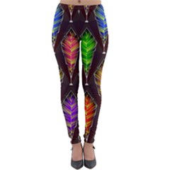 Abstract Background Colorful Leaves Purple Lightweight Velour Leggings