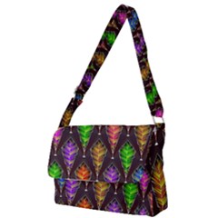 Abstract Background Colorful Leaves Purple Full Print Messenger Bag