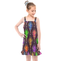 Abstract Background Colorful Leaves Purple Kids  Overall Dress