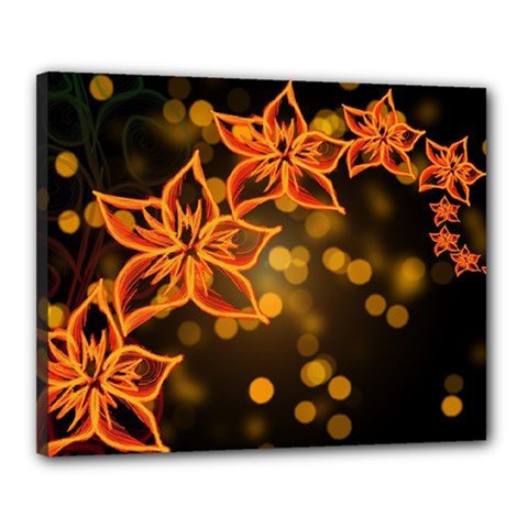 Flowers Background Bokeh Leaf Canvas 20  X 16  (stretched) by Mariart