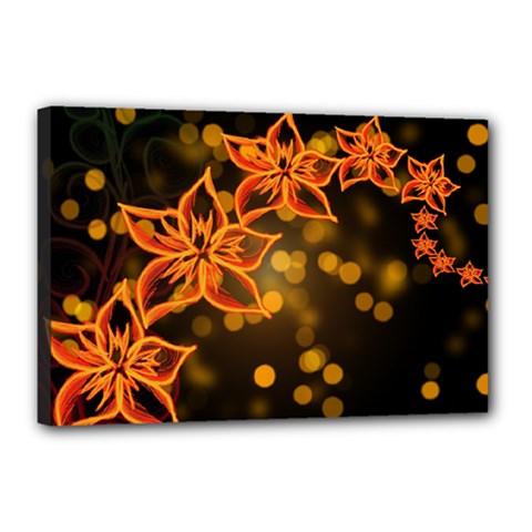 Flowers Background Bokeh Leaf Canvas 18  X 12  (stretched) by Mariart