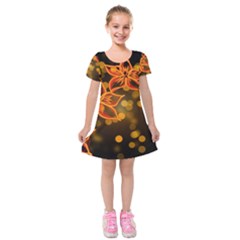Flowers Background Bokeh Leaf Kids  Short Sleeve Velvet Dress