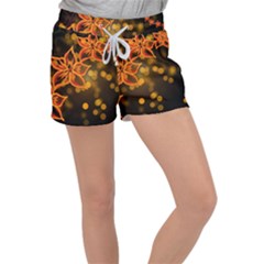 Flowers Background Bokeh Leaf Women s Velour Lounge Shorts by Mariart