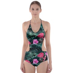 Rose flamingos Cut-Out One Piece Swimsuit