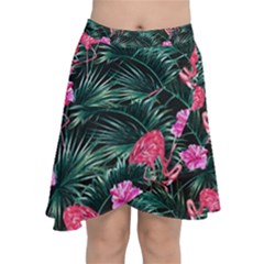 Rose flamingos Chiffon Wrap Front Skirt