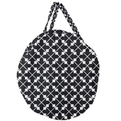 Black And White Fantasy Giant Round Zipper Tote by retrotoomoderndesigns