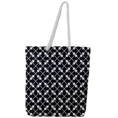 Black And White Fantasy Full Print Rope Handle Tote (large) by retrotoomoderndesigns