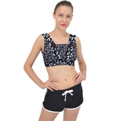 Bold Boho Ethnic Print V-back Sports Bra