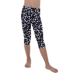 Bold Boho Ethnic Print Kids  Lightweight Velour Capri Leggings 