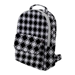 Black And White Diamonds Flap Pocket Backpack (large) by retrotoomoderndesigns