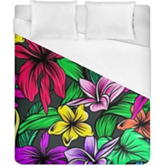 Neon Hibiscus Duvet Cover (california King Size) by retrotoomoderndesigns
