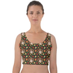 Tea Cup Leaf Leaves Velvet Crop Top