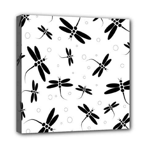 Dragonflies Pattern Mini Canvas 8  X 8  (stretched) by Valentinaart