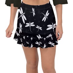 Dragonflies Pattern Fishtail Mini Chiffon Skirt by Valentinaart