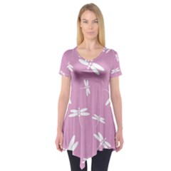 Dragonflies Pattern Short Sleeve Tunic  by Valentinaart