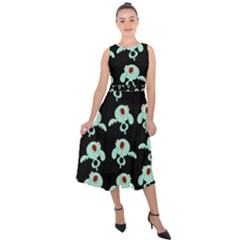 Squidward In Repose Pattern Midi Tie-back Chiffon Dress by Valentinaart