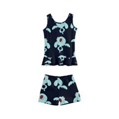 Squidward In Repose Pattern Kids  Boyleg Swimsuit by Valentinaart