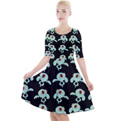 Squidward In Repose Pattern Quarter Sleeve A-line Dress by Valentinaart