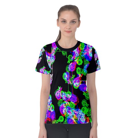 Black Floral Women s Cotton Tee by 1dsign