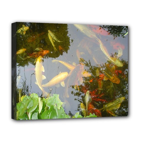 Koi Fish Pond Deluxe Canvas 20  X 16  (stretched) by StarvingArtisan