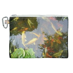 Koi Fish Pond Canvas Cosmetic Bag (XL)